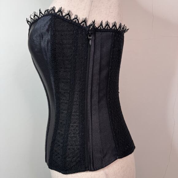 NWT La Perla Satin Corset Black Lace Panel Size IT 3 Goth Vampy Bustier - Picture 4 of 11